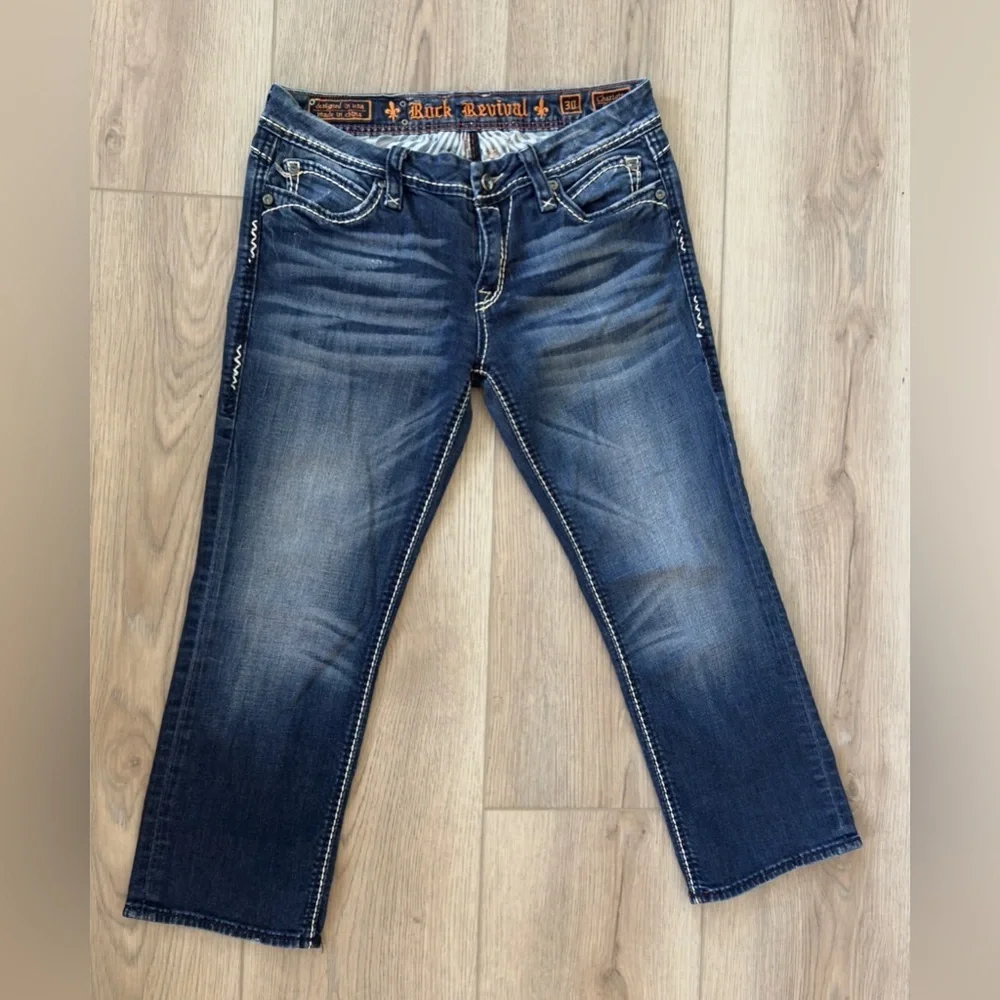 Rock Revival Women's Dark Blue Charlotte Capri Jeans 👖 - Picture 9 of 14